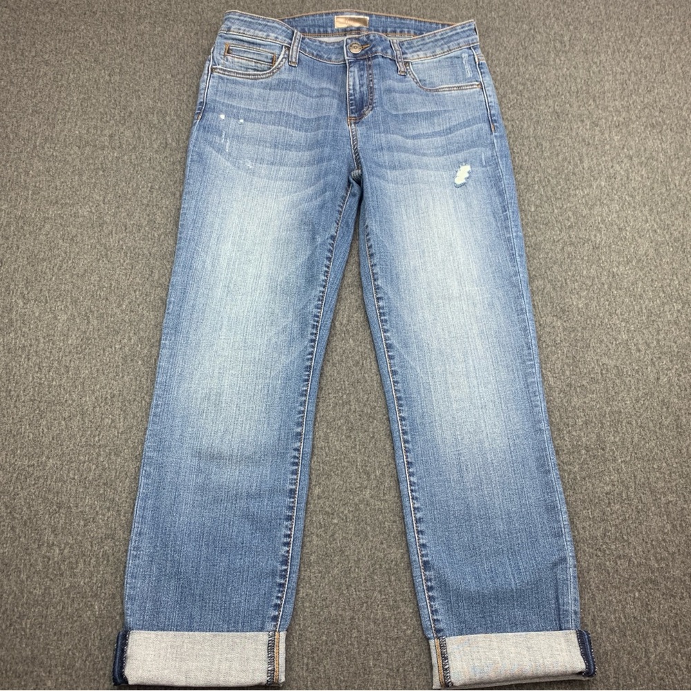KUT Catherine Boyfriend Women's Blue Cuffed Ankle Jeans - Size 8